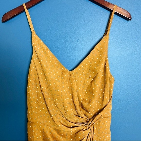 Lulus Missy Rust Orange Polka Dot Satin Knotted Front Mini Dress Size Small - Picture 6 of 14